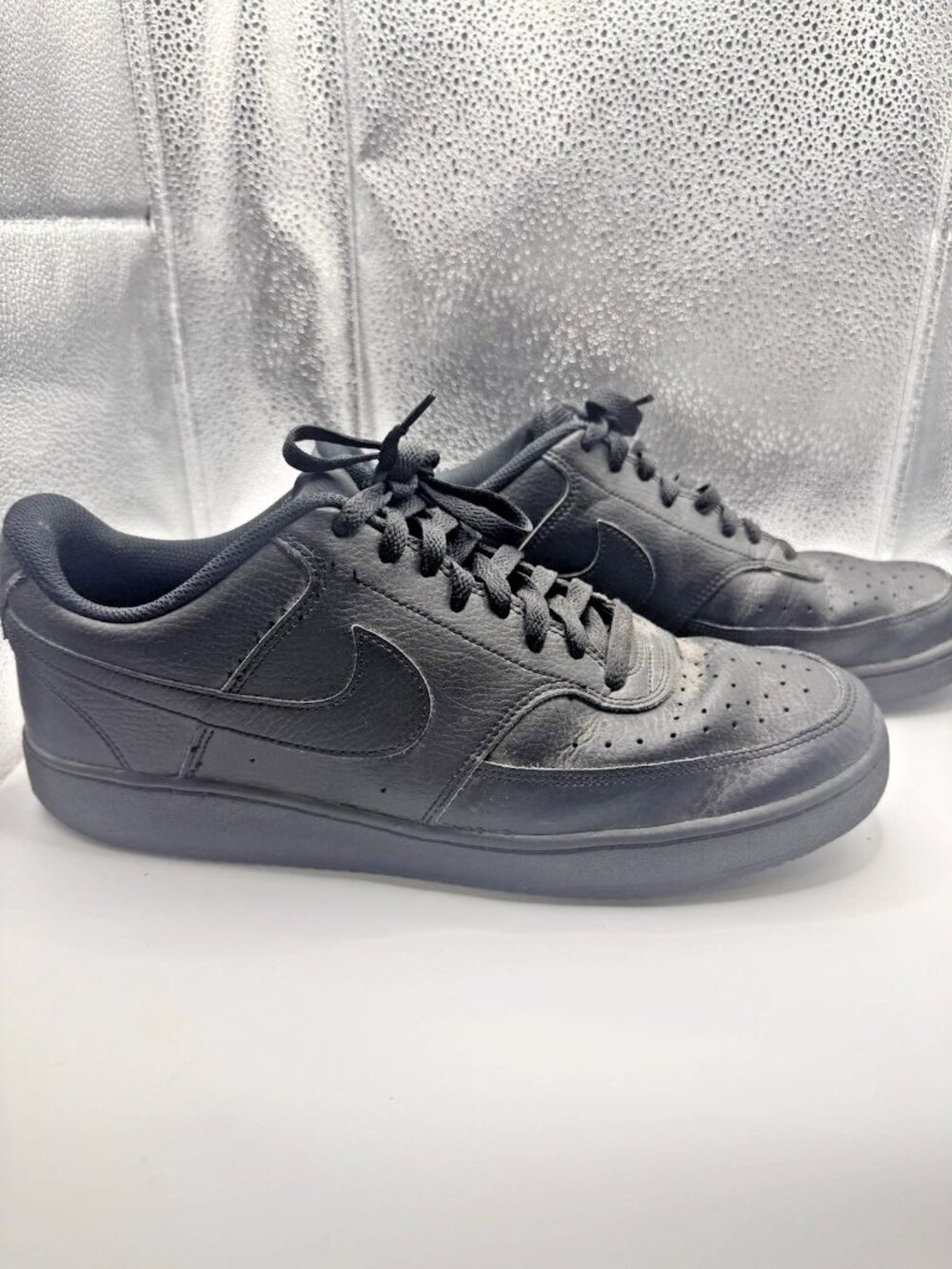 Nike Court Vision Low Triple Black Leather Casual Shoes Mens Size 11 StreetWear